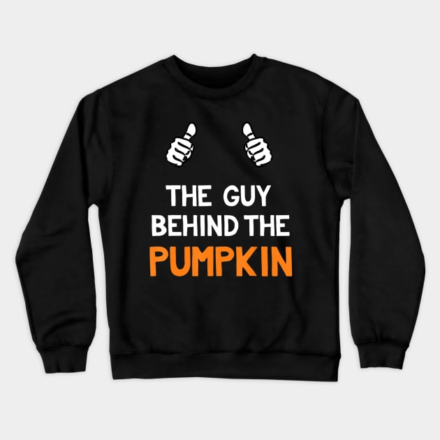 Mens Guy Behind The Pumpkin Funny Halloween Pregnancy Shirts Men Crewneck Sweatshirt by williamarmin